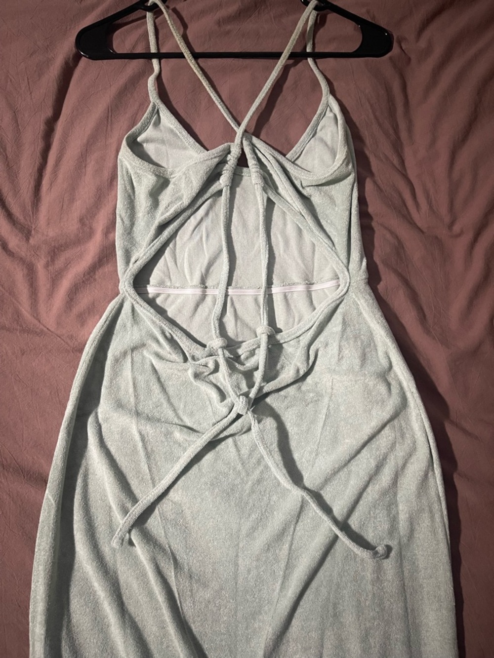 Wayf’98 Mint Green Strappy Back Terry Cloth Tank Body Con Midi Dress - Picture 5 of 8